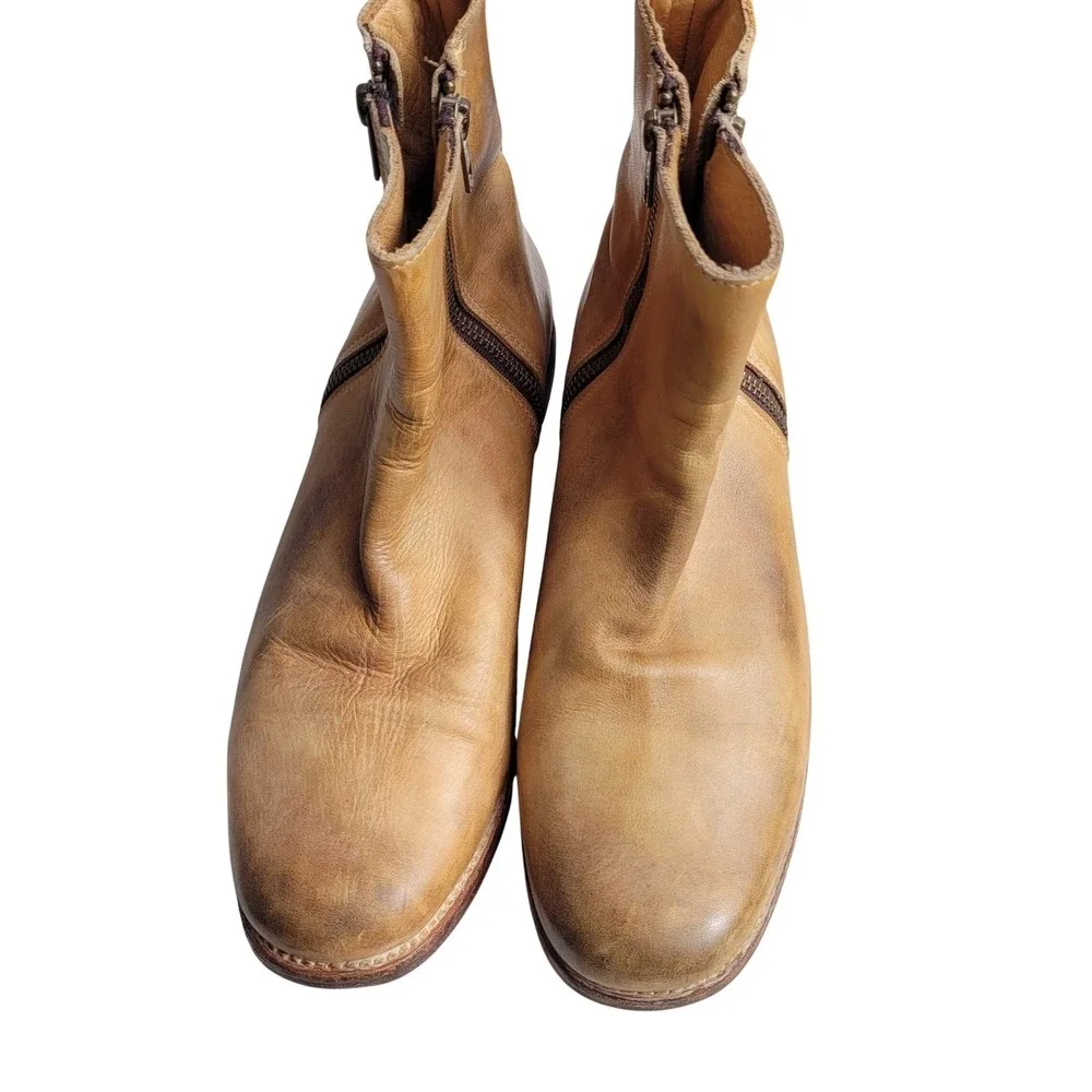 Bed Stu Tan Double Zipper Handmade Leather Boots - Picture 8 of 8